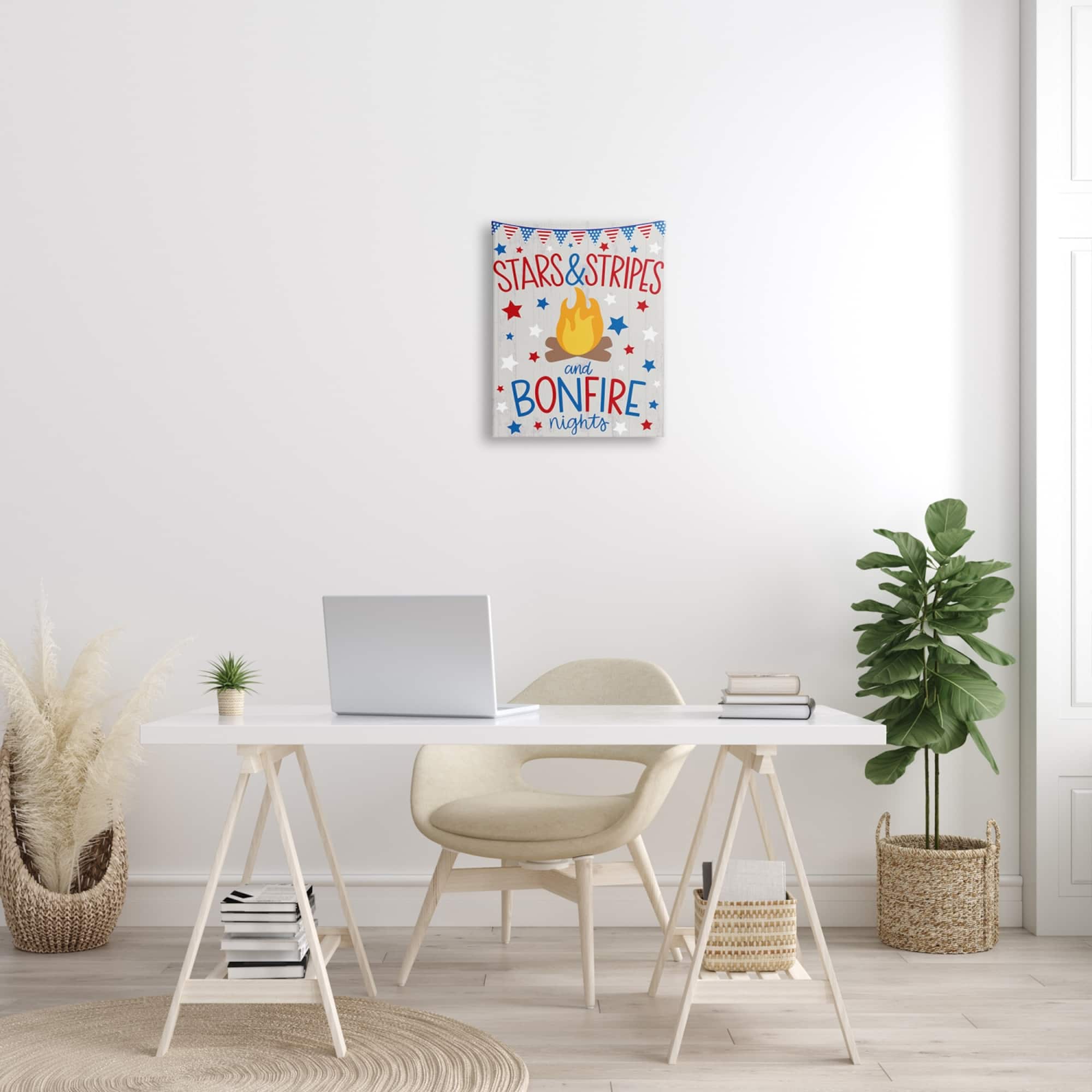 Stupell Industries Stars Stripes and Bonfire Phrase Nights Americana Pride Canvas Wall Art